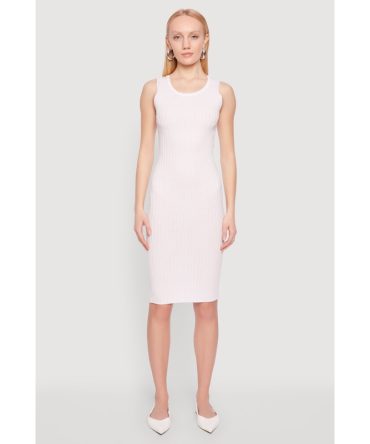Ribbed Knit Scoop Neck Midi Dress