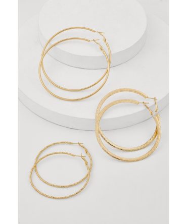 Textured Hoop Earrings Set of 3