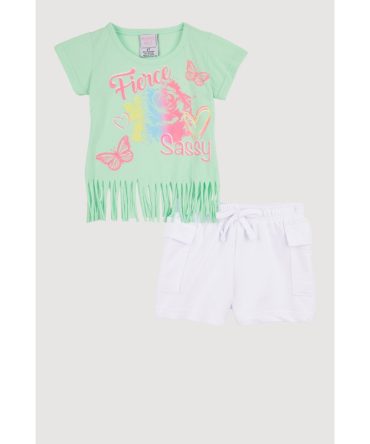 Toddler Girls Fierce Glitter Graphic Tee and Cargo Shorts