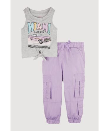 Toddler Girls Miami Glitter Graphic Tank Top and Joggers