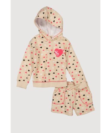 Toddler Girls Sequin Heart Hoodie and Sweatshorts
