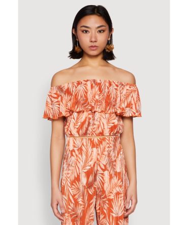 Almost Famous Tropical Print Off the Shoulder Top