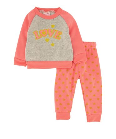 Baby Girls 0-9M Embroidered Love Sweatshirt and Heart Printed Joggers