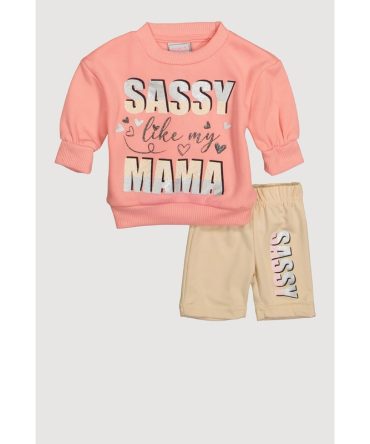 Baby Girls 0-9M Sassy Glitter Graphic Sweatshirt and Sweatshorts