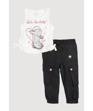 Baby Girls 12-24M Lets Go Girls Graphic Tank Top and Cargo Joggers