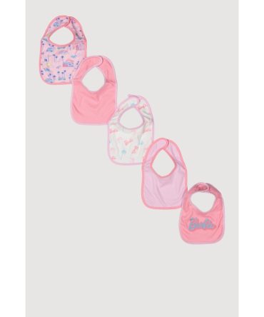 Baby Girls Barbie Graphic Bibs 5 Pack