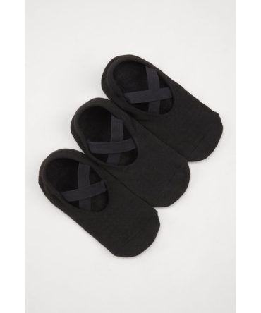 Cross Straps Pilates Socks 3 Pack Size 4-10