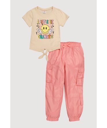 Girls A Little Bit Dramatic Graphic Tee and Cargo Joggers