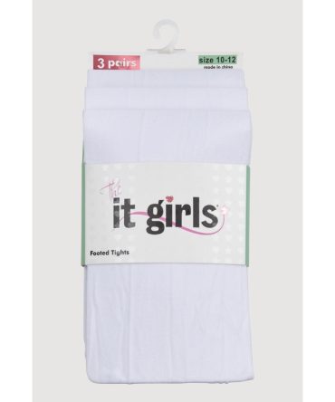 Girls Footed Tights 3 Pack Size 10-12