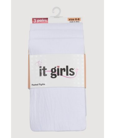 Girls Footed Tights 3 Pack Size 6-8
