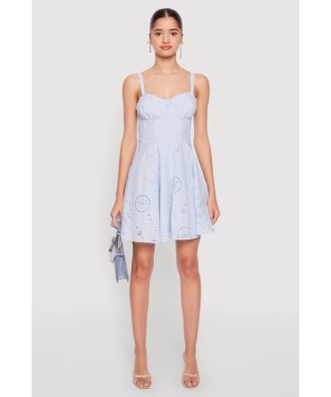 Iris Poplin Eyelet Bustier Skater Dress