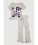 Little Girls Ruffle Smocked Top and Striped Pants