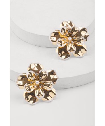 Metallic Flower Stud Earrings