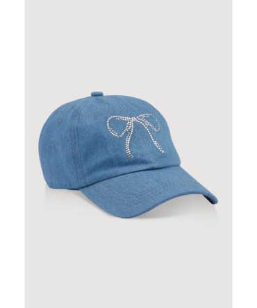Rhinestone Bow Denim Baseball Cap