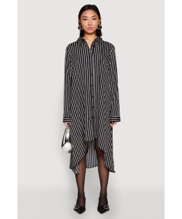 Striped High Low Shirt Dress