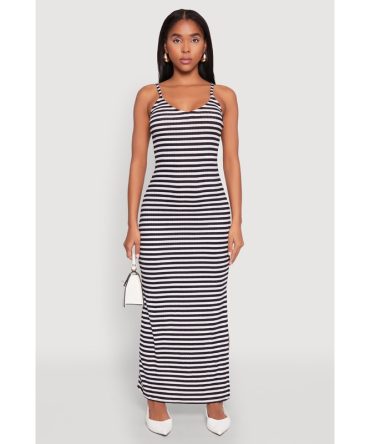 Striped Ribbed Knit Cami Dress