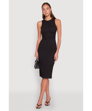 Textured Knit Cut Out Midi Dress