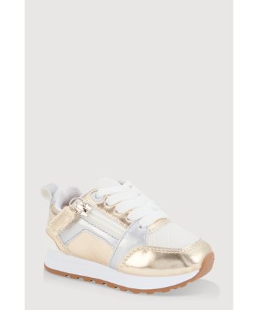 Toddler Girls Side Zip Detail Lace Up Sneakers