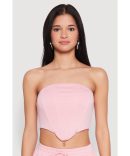 Zip Front Bubble Sleeve Crop Top