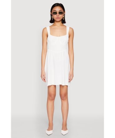 Airy Crepe Knit Bustier Skater Dress