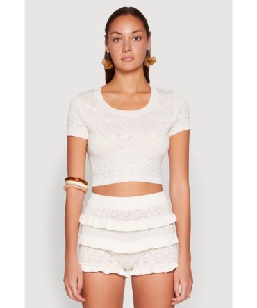 Almost Famous Pointelle Knit Crop Top