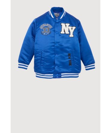 Boys Chenille Patch City Graphic Varsity Jacket
