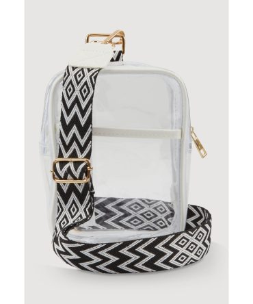 Chevron Strap Clear Convertible Sling Backpack