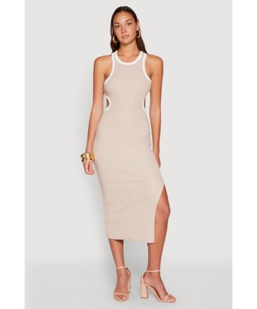 Contrast Trim Cut Out Tank Dress