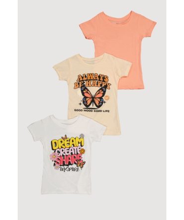 Girls Always Be Happy Graphic Tees 3 Pack