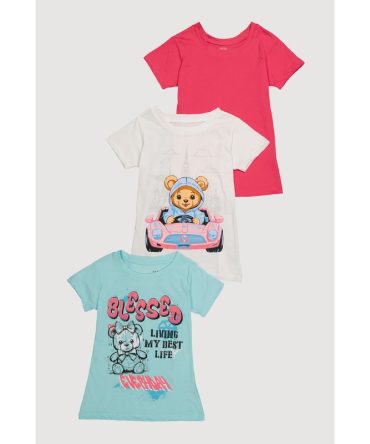 Girls Blessed Everyday Graphic Tees 3 Pack