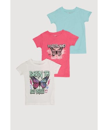 Girls Born To Be Free Graphic Tees 3 Pack