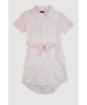 Girls Color Block Striped Shirt Dress