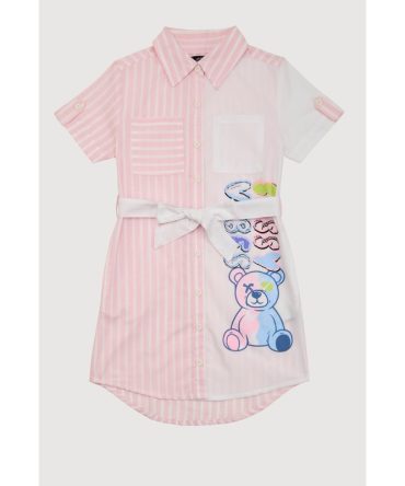 Girls Striped Sassy Vibes Graphic Shirt Dress