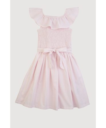 Girls Striped Smocked Skater Dress