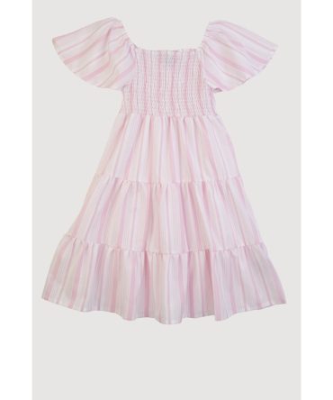 Girls Striped Smocked Tiered Dress