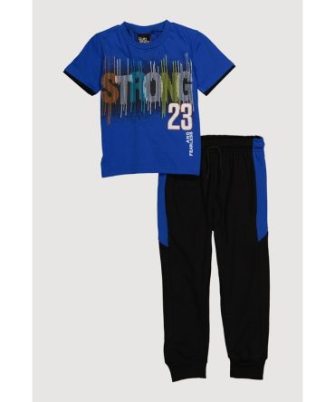Little Boys Strong Graphic Tee and Joggers