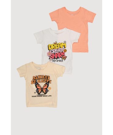 Little Girls Always Be Happy Graphic Tees 3 Pack