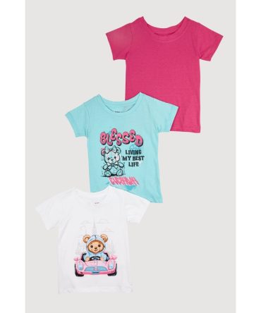 Little Girls Blessed Everyday Graphic Tees 3 Pack
