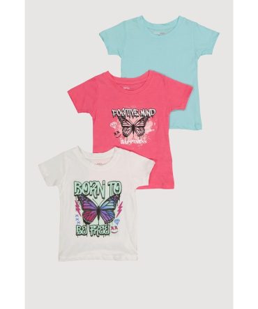 Little Girls Born To Be Free Graphic Tees 3 Pack