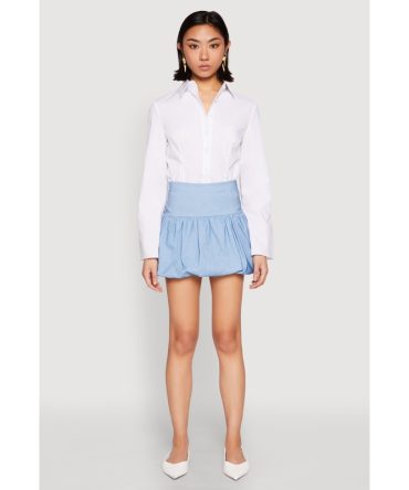 Poplin Bubble Mini Skirt