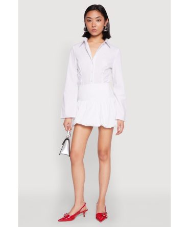 Poplin High Waisted Mini Bubble Skirt