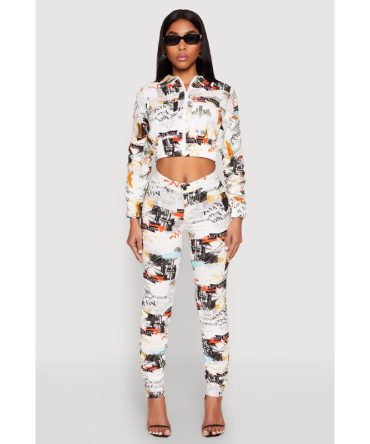 Printed Hyperstretch Stacked Pants