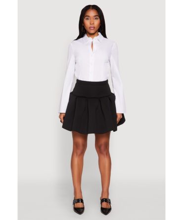 Scuba Drop Waist Pleated Skirt