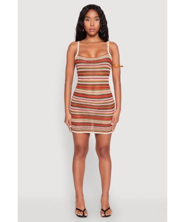Striped Crochet Cami Dress