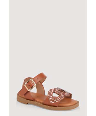 Toddler Girls Rhinestone Heart Cut Out Band Sandals