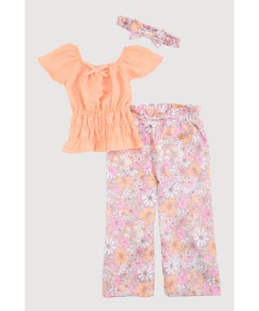 Toddler Girls Smocked Blouse and Floral Pants Set