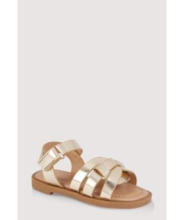 Toddler Girls Woven Band Velcro Strap Sandals