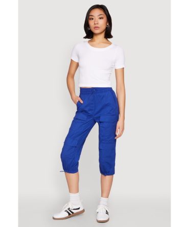 Toggle Drawstring Hem Cargo Capris