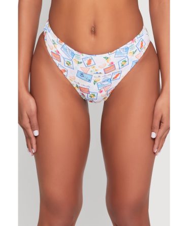 Tropical Postage Print Bikini Bottom